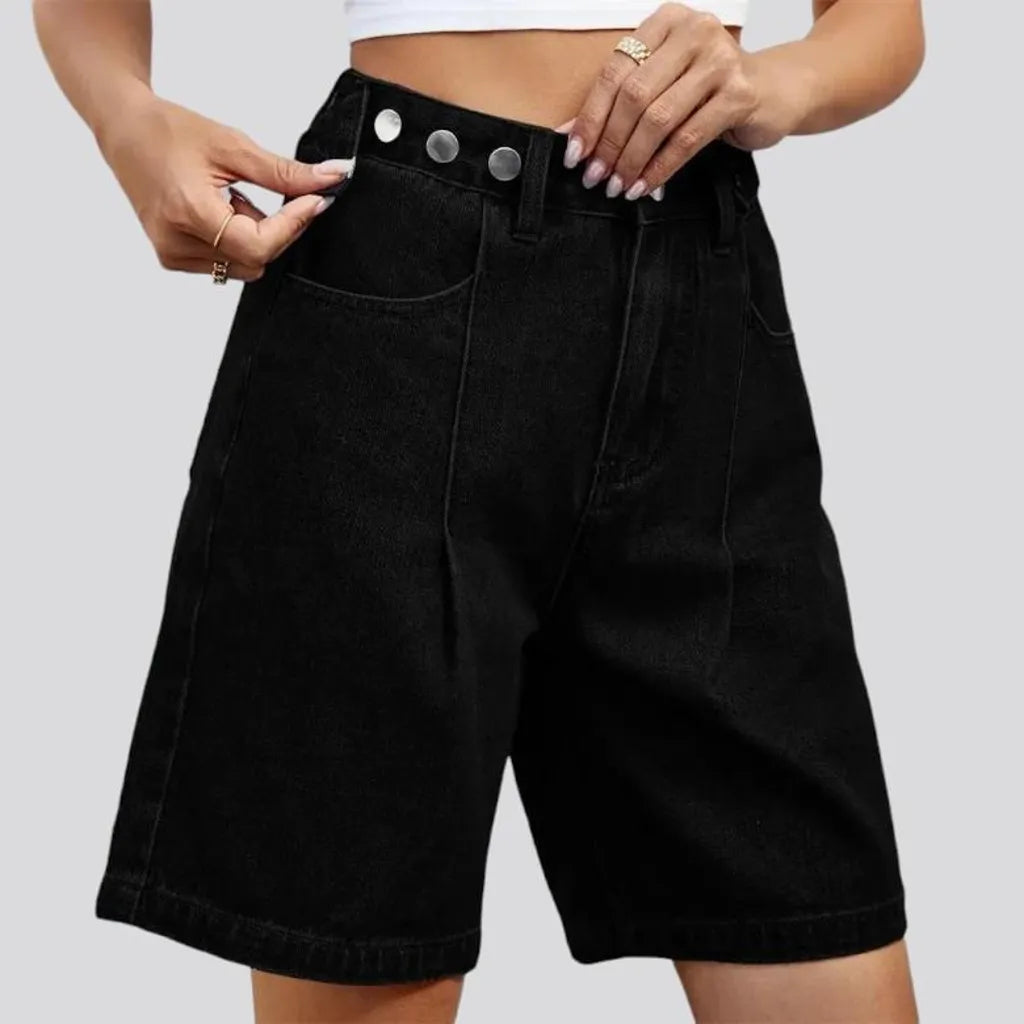 High-waist street jean shorts for ladies