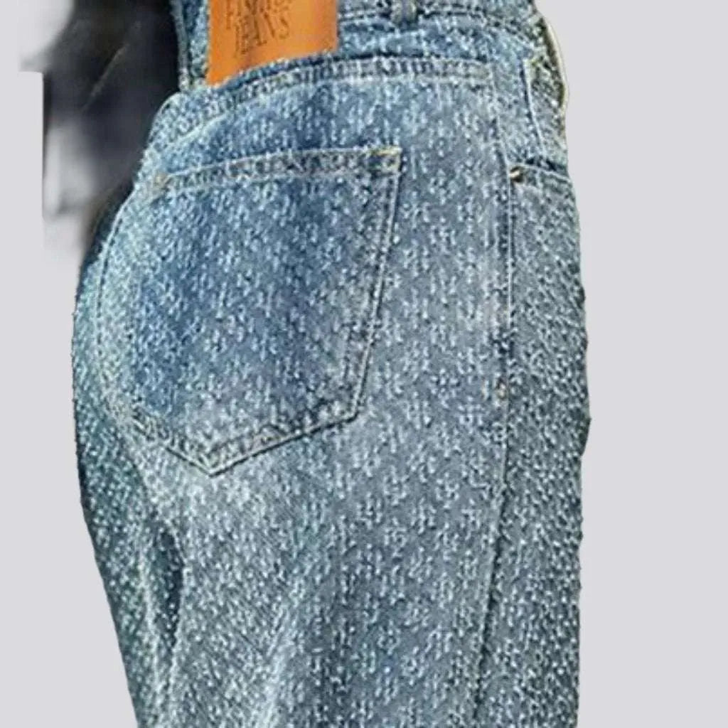 Ornament embroidery wide women's jeans