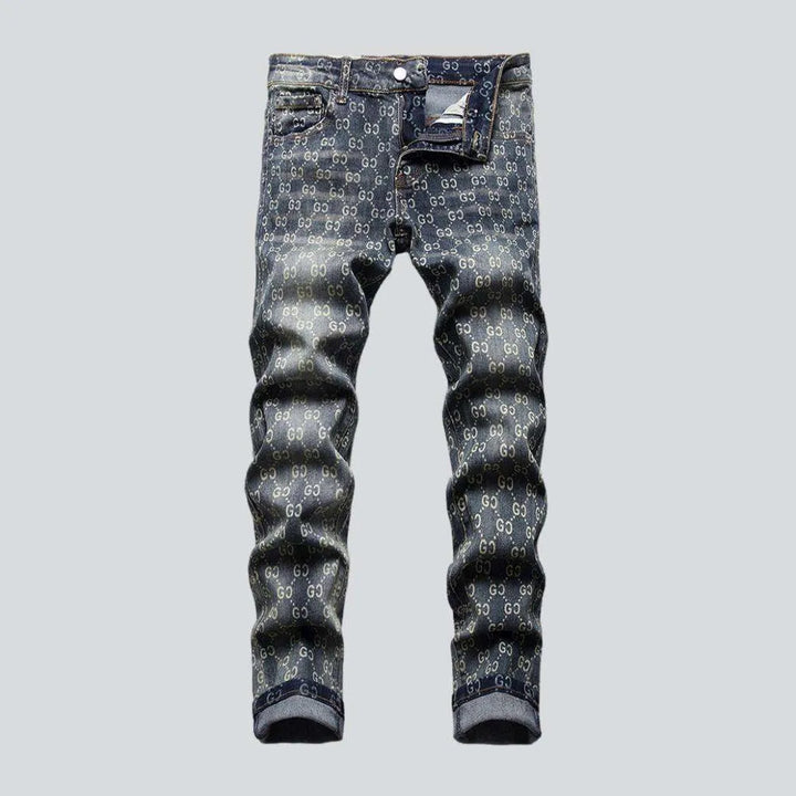 Ornament print jeans for men