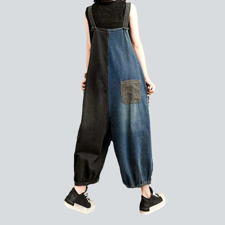 Women's patchwork denim dungaree