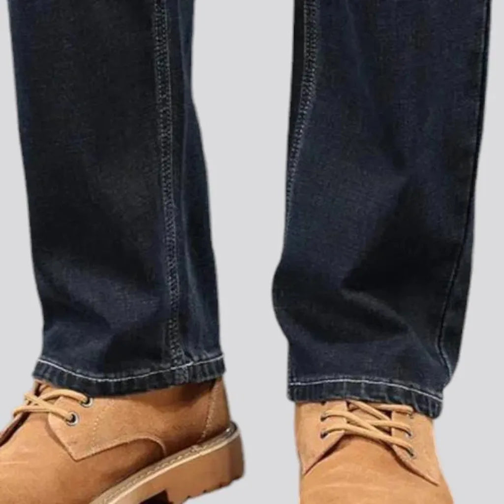 Sanded stonewashed casual jeans for men