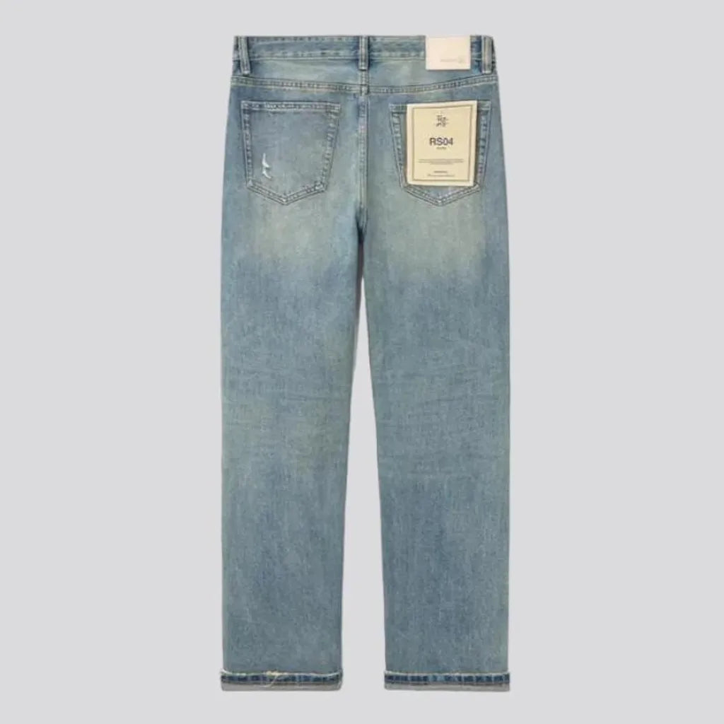 Straight heavyweight selvedge jeans
 for men