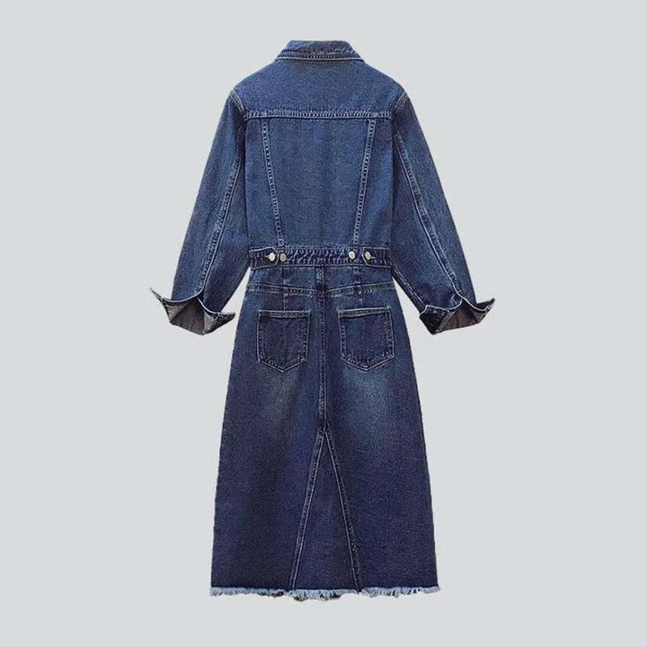 Jacket style dark jean dress