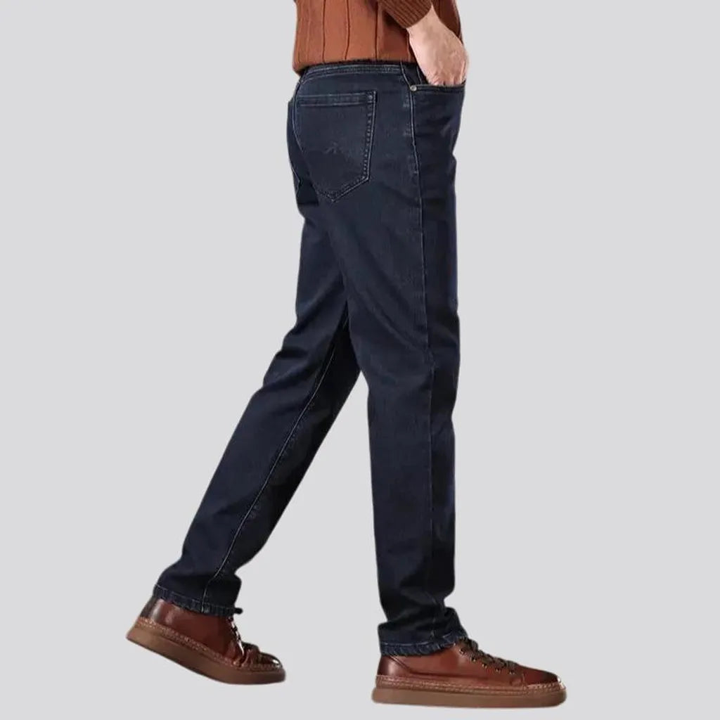 Casual tapered-fit elastic men's jeans