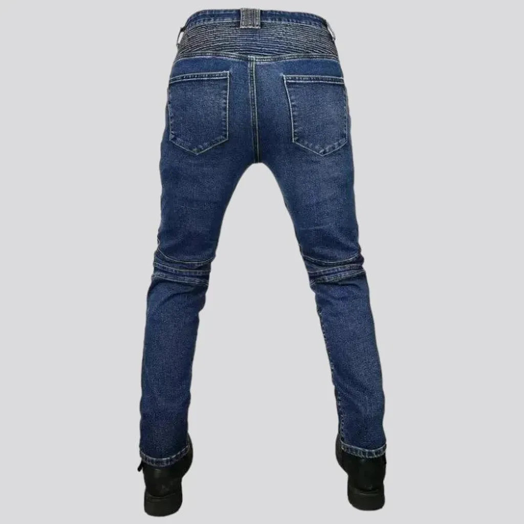 Super heavyweight slim men's riding jeans