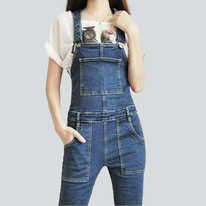 Stonewashed denim overall for women