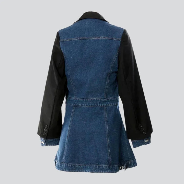 Mixed-fabrics street denim blazer