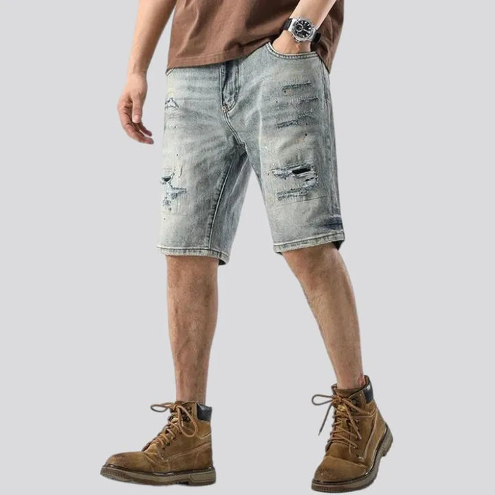 Distressed baggy men's jeans shorts