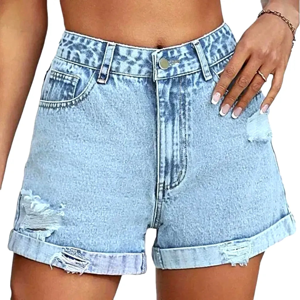 Straight jeans shorts
 for women