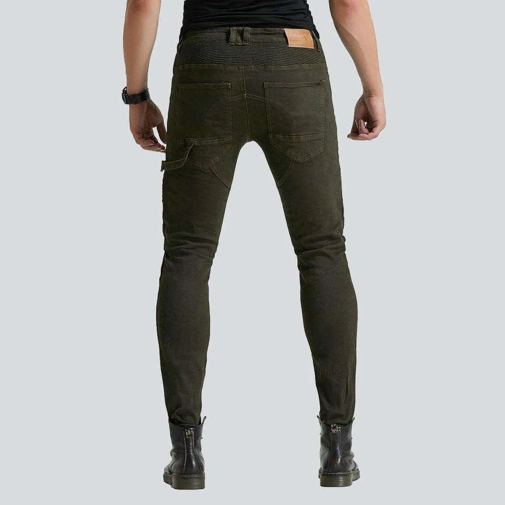 Contrast stitching men's moto jeans