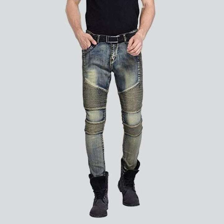 Vintage men's biker denim pants