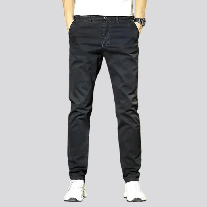 Stretchable mid rise men's denim chinos jeans