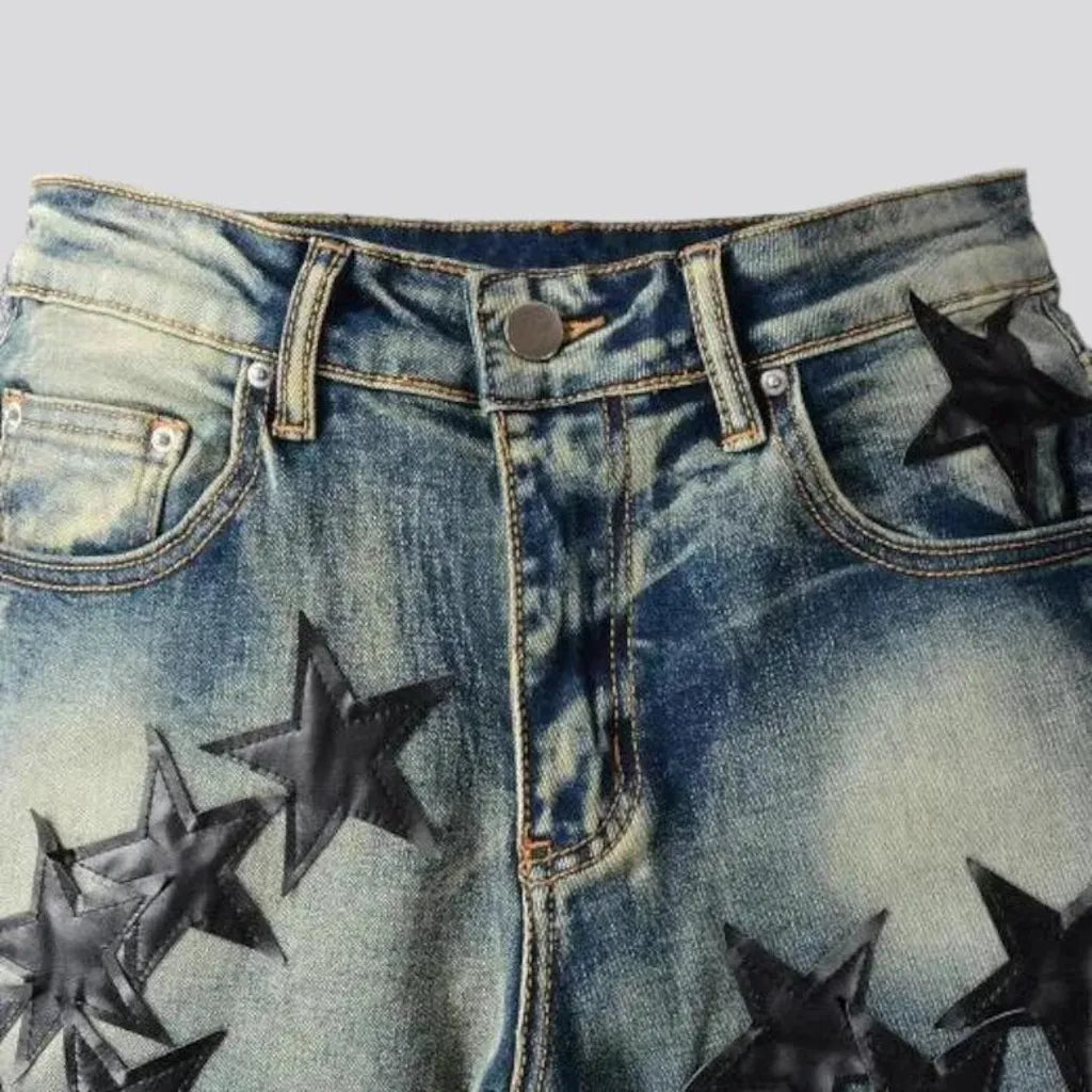 Stars-embroidery embroidered jeans