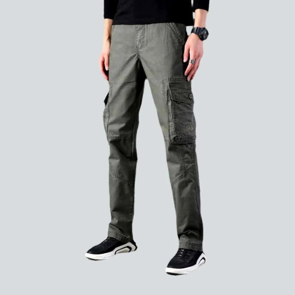 Mid-waist color denim pants
 for men