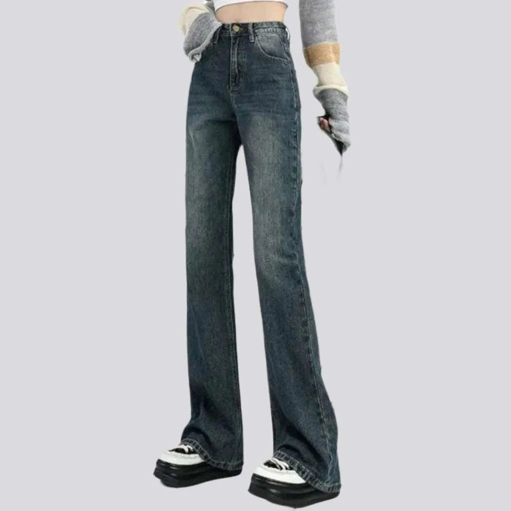 High-waist women's street jeans