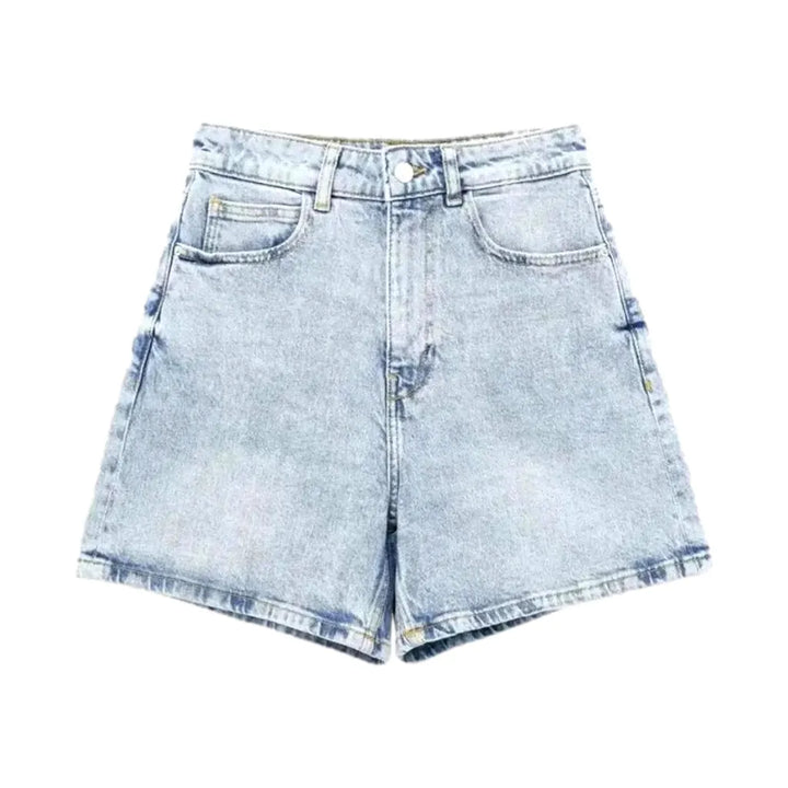 Casual Fit High Waist Women's Jeans Shorts - Light Blue