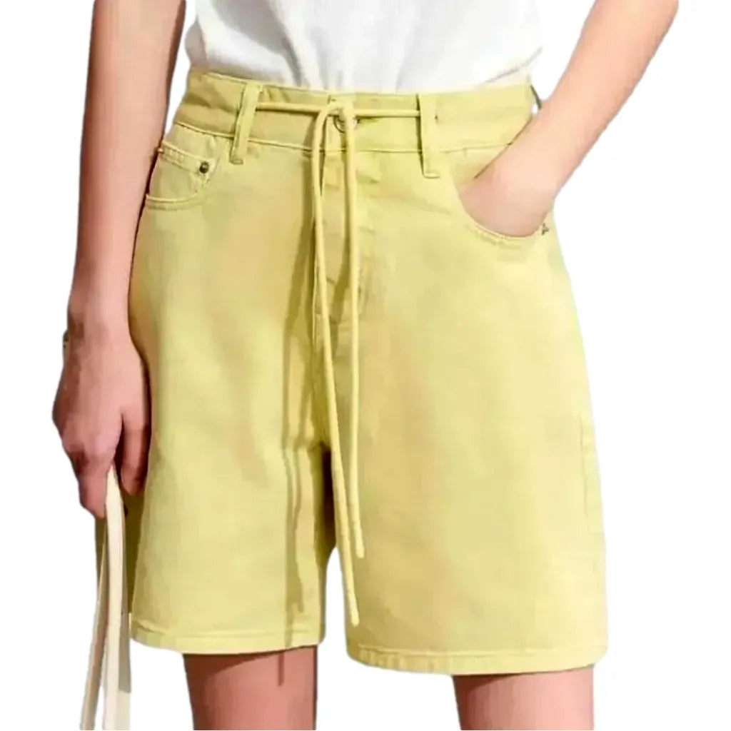 Chic Denim Shorts for Women - Yellow