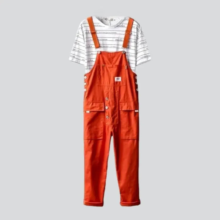 Baggy color men's jean jumpsuit