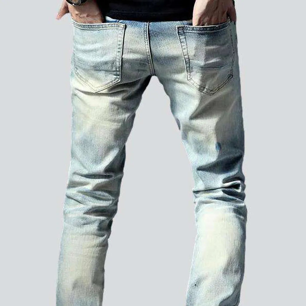 Red knees men's biker jeans