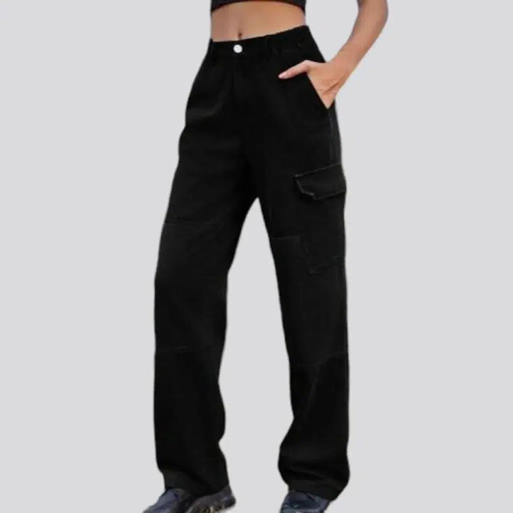 Cargo high-waist denim pants