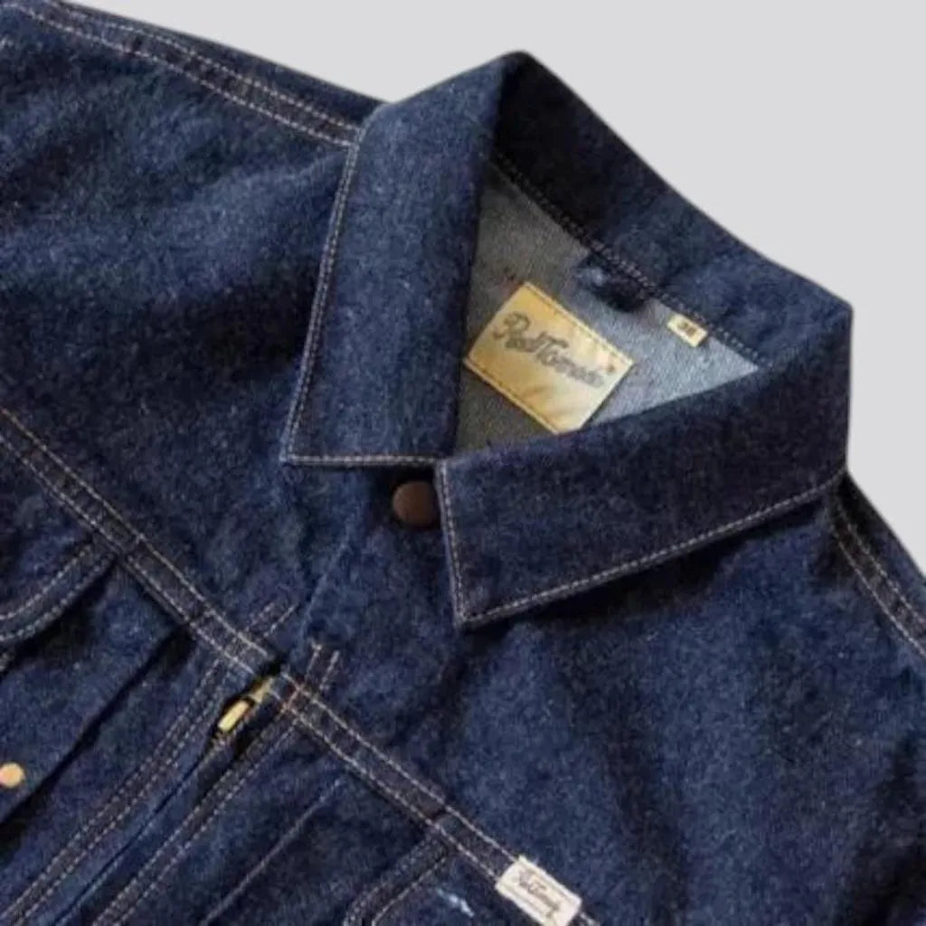 Casual regular dark men's denim jacket