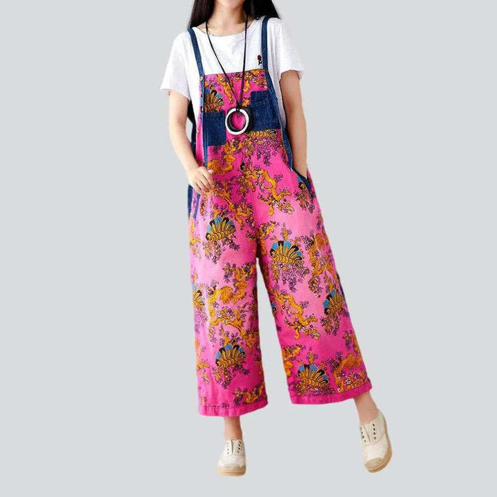 Chinese ornament women's denim jumpsuit