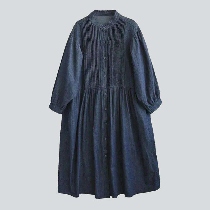 Stonewashed caftan style denim dress