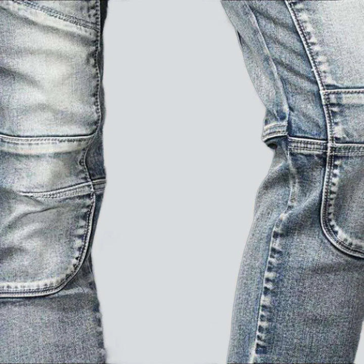 Biker jeans with diagonal zippers