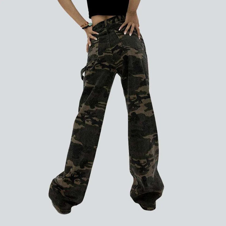 Camouflage print women's straight jeans