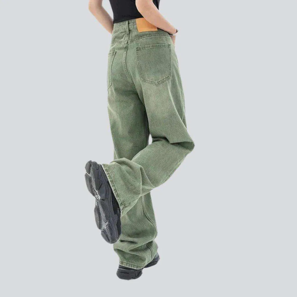 Vintage green baggy women's jeans