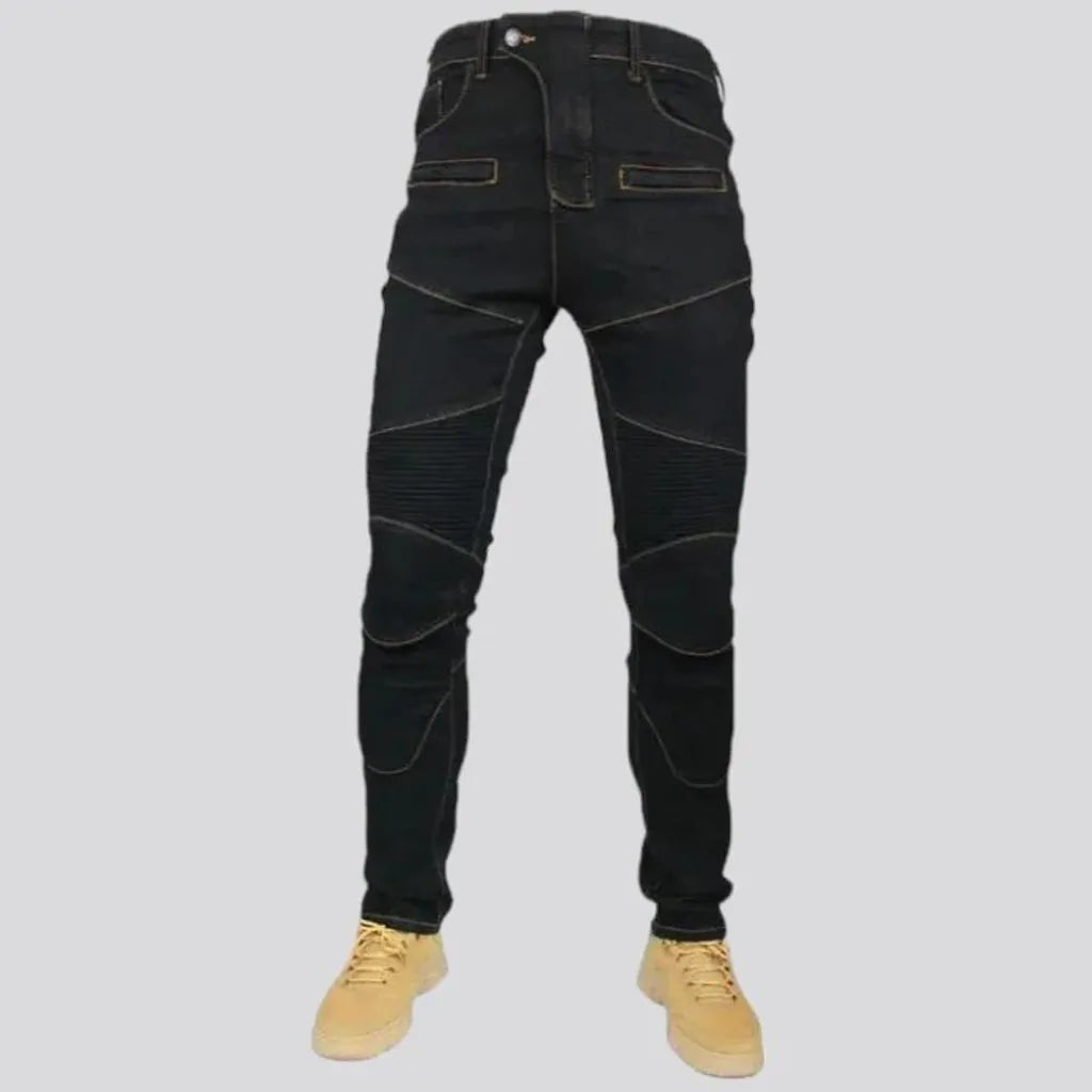 Stonewashed back men's riding jeans