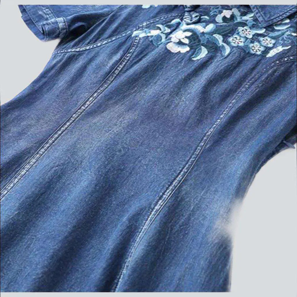 Long bell-shaped jean dress