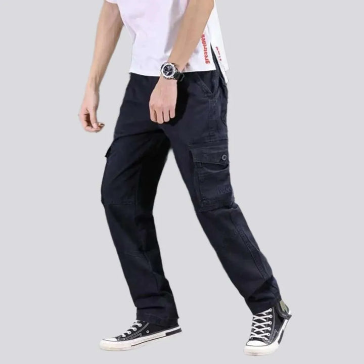 Mid-waist color denim pants
 for men