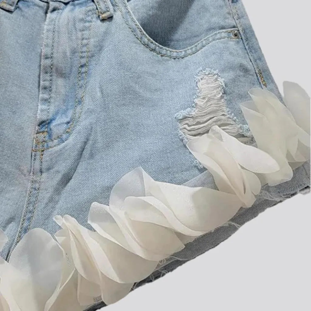 Wide-leg denim shorts
 for ladies