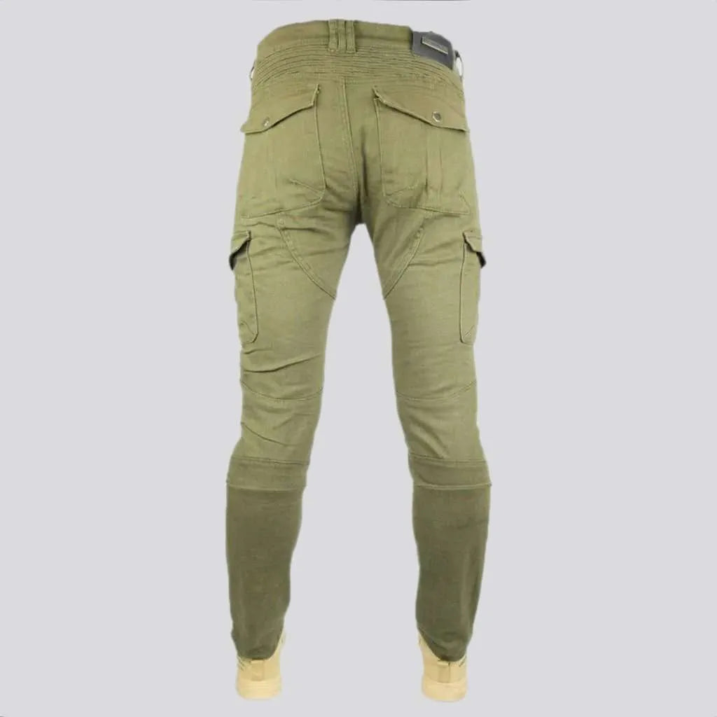 Cargo slim biker denim pants