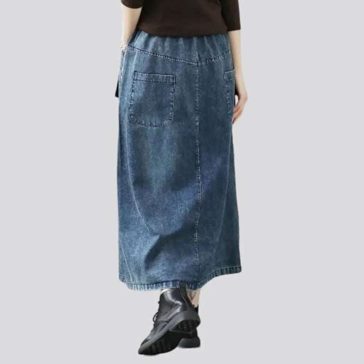 Long sanded jeans skirt for ladies