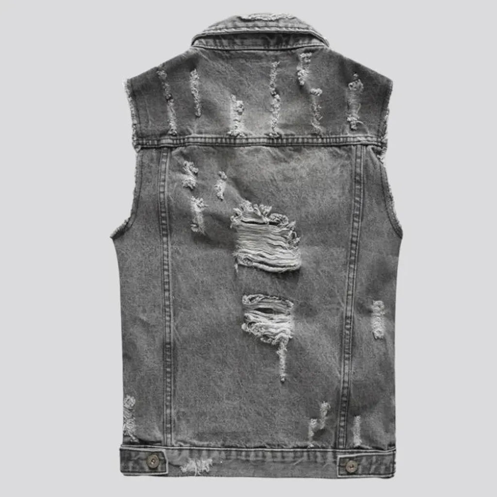 Vintage slim men's denim vest