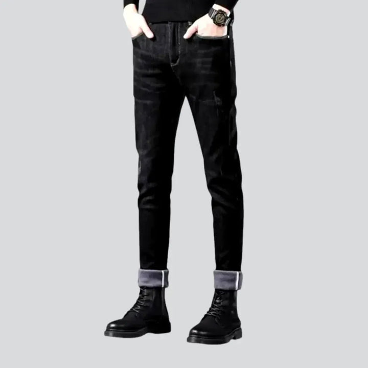 Slim fit elastic sanded men's jeans