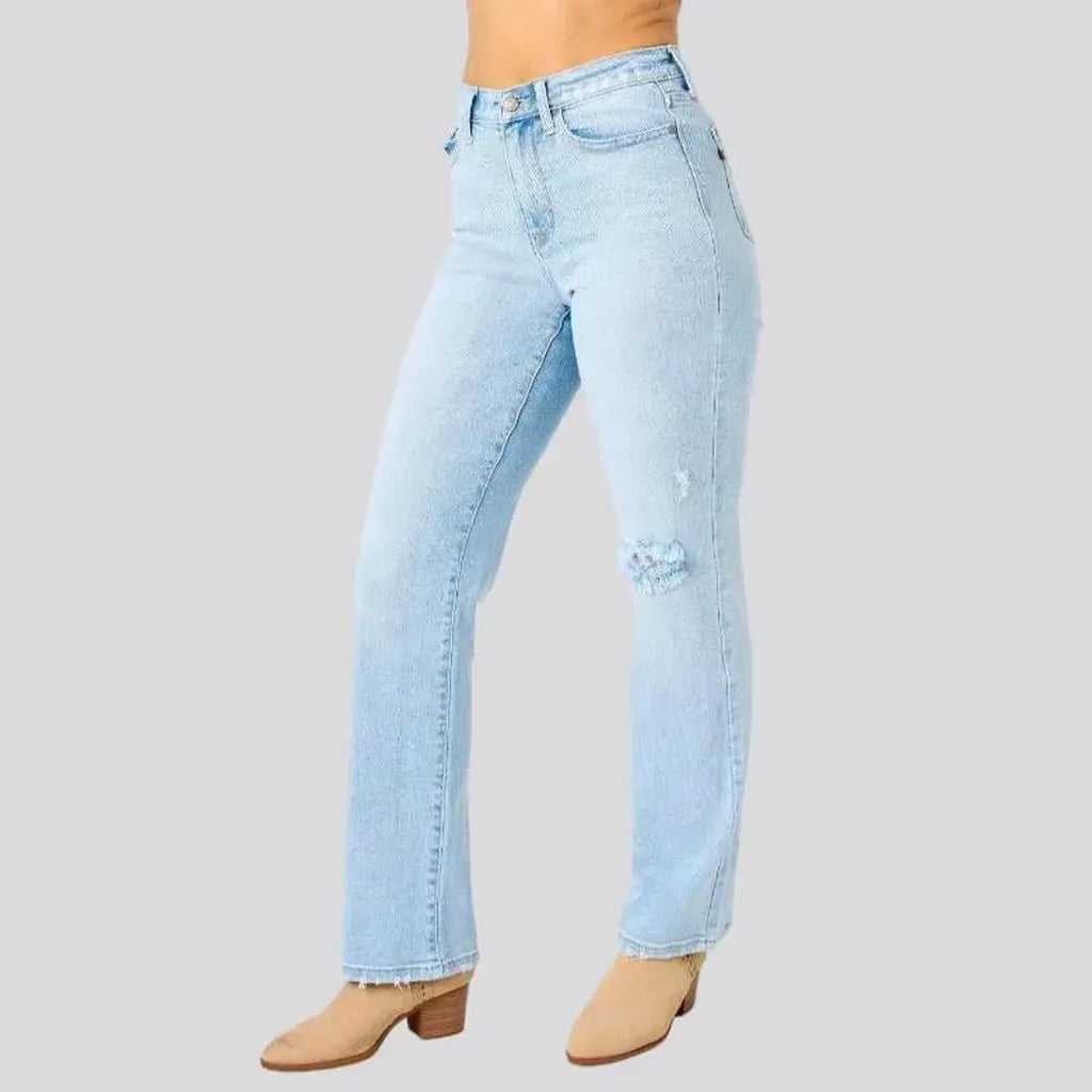 Straight distressed jeans
 for ladies