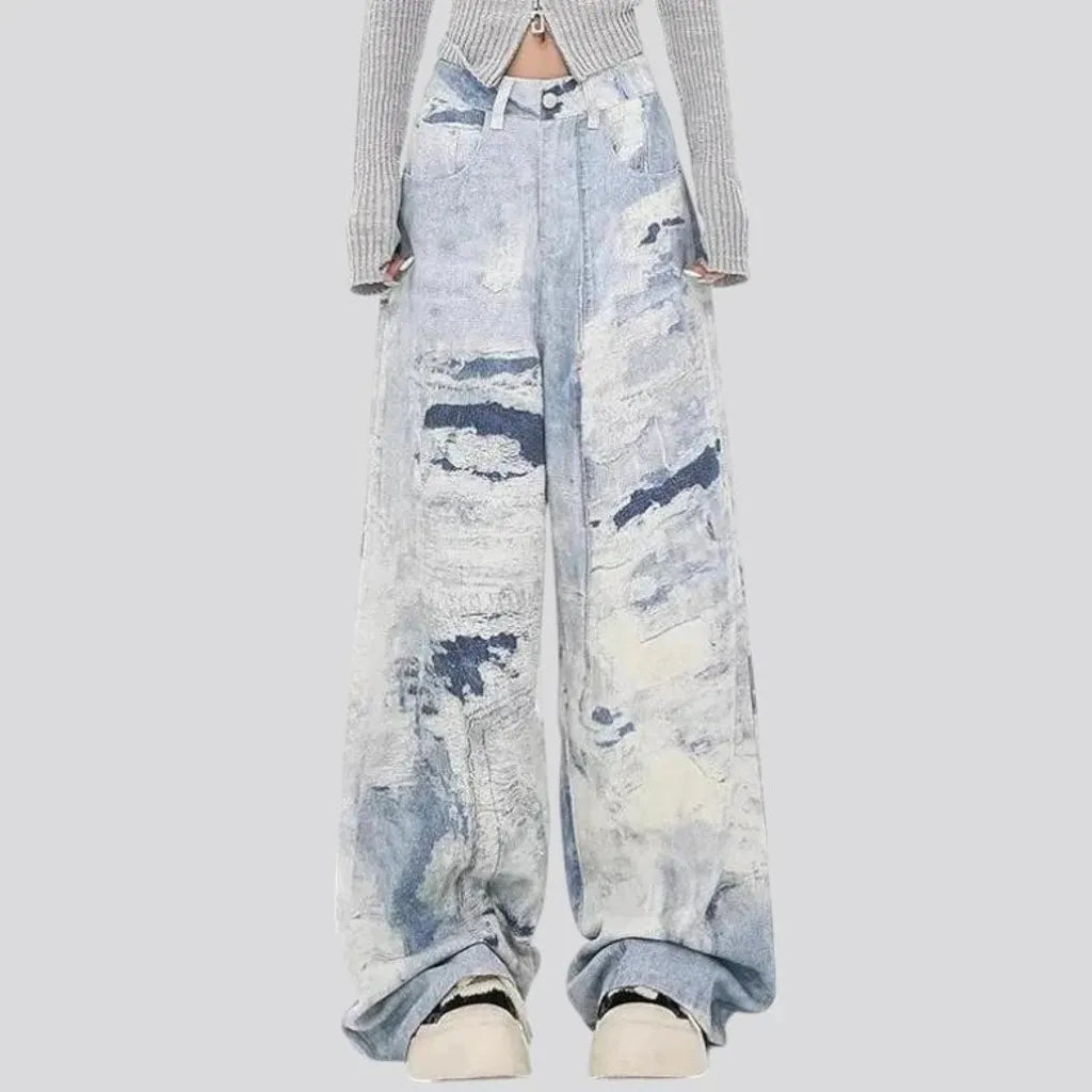 Boho style women's jean pants