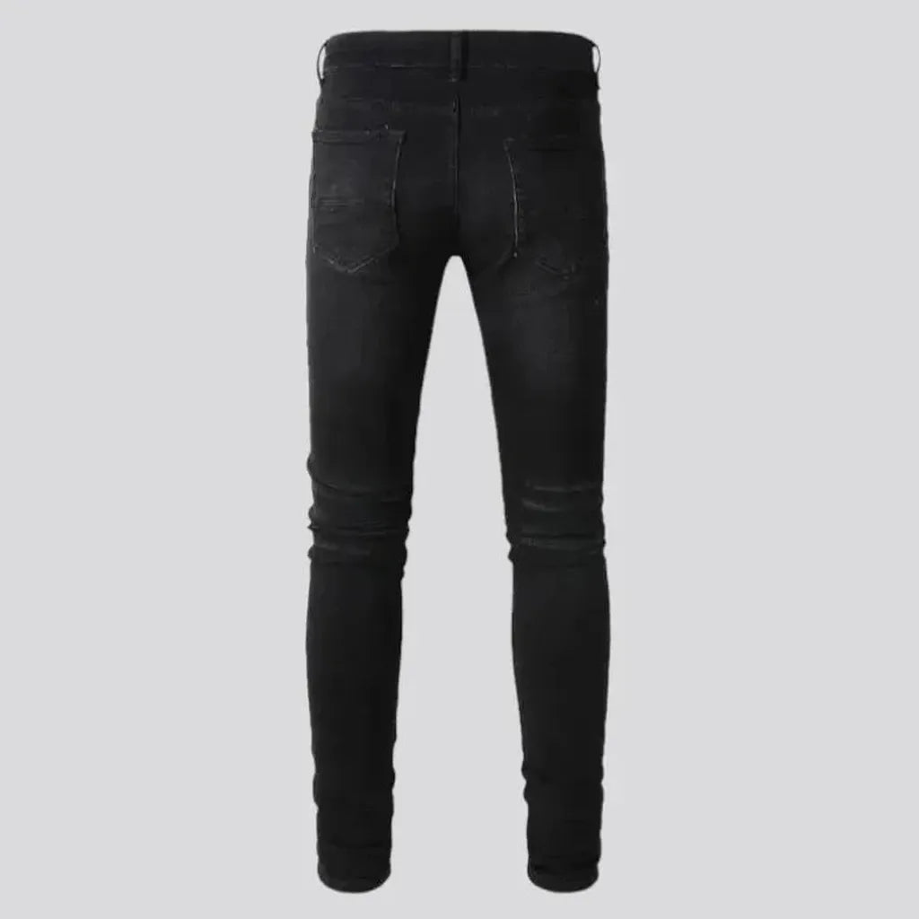 Grunge men's black jeans