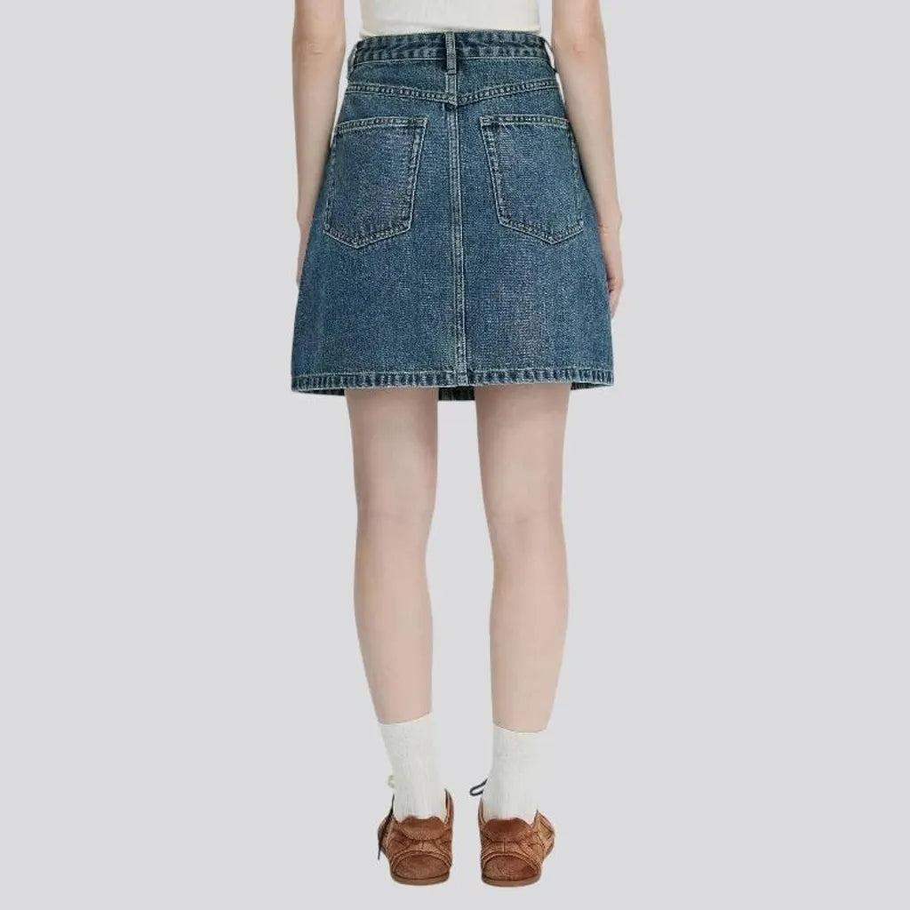 90s style denim high waist jean skirt