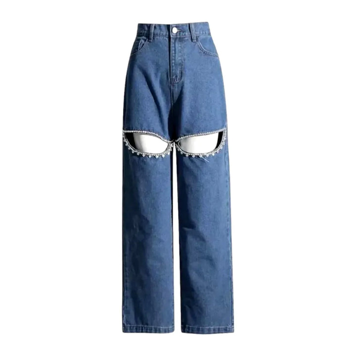 Fashionable High-waist Colored Women's Jeans - Blue