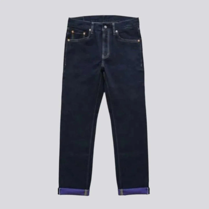 High-waist men's self-edge jeans