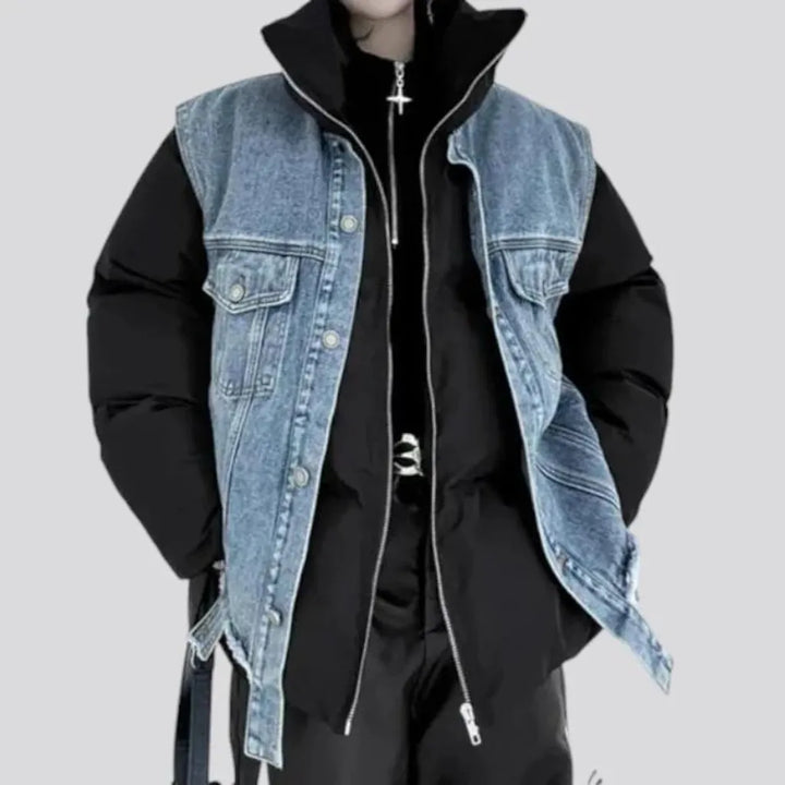 Fashionable men's jeans puffer jacket