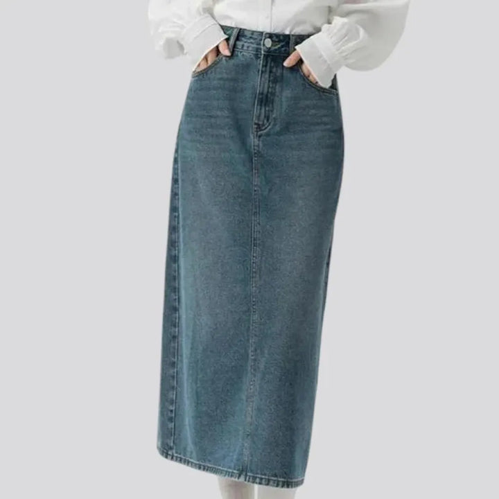 Flowy light casual maxi denim skirt