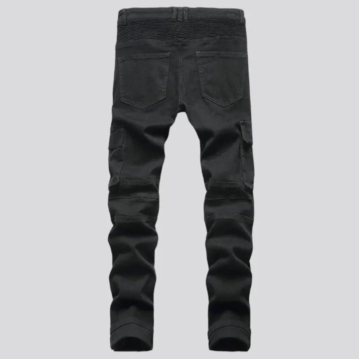 Skinny color men's riding jeans