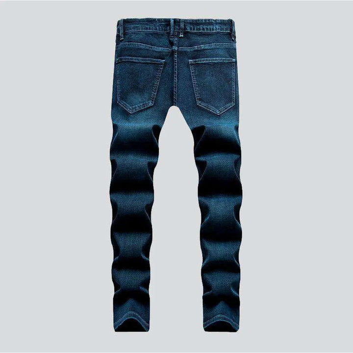 Electric blue men's ripped jeans