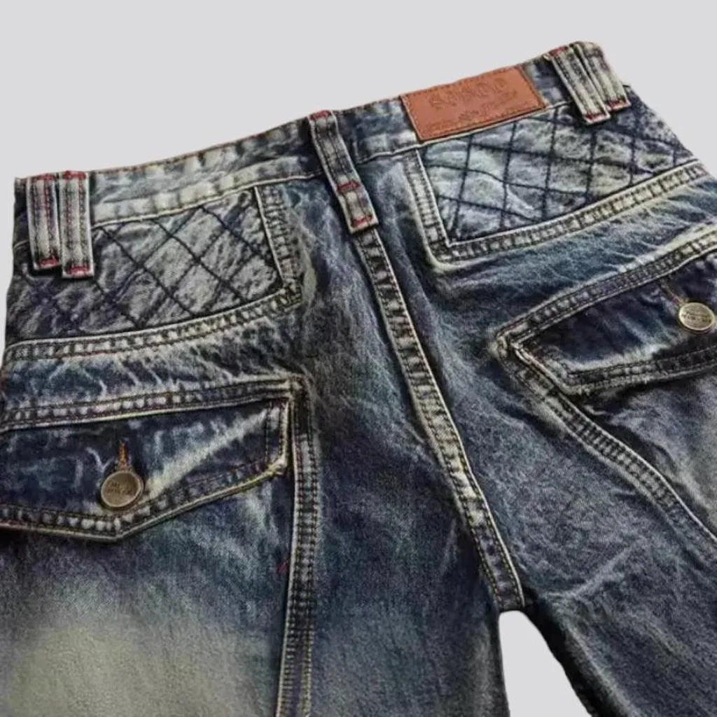 Tight men's embroidered jeans