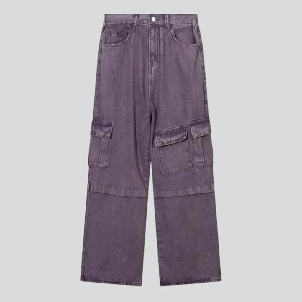 High-waist women's violet jeans